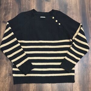 Knox Rose Black and Tan Striped Crew-Neck Sweater